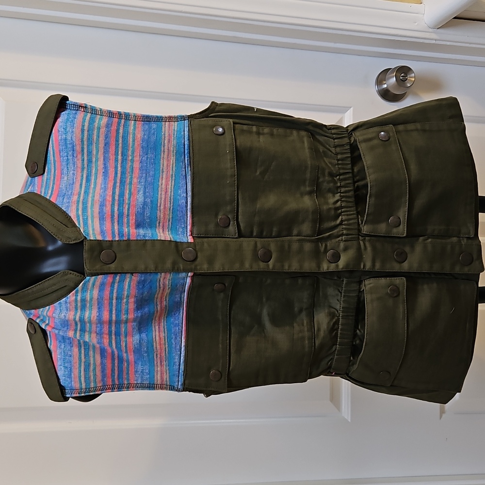 RACHEL ROY Multicolor Striped Top Vest Coat Jacket - LARGE NEW